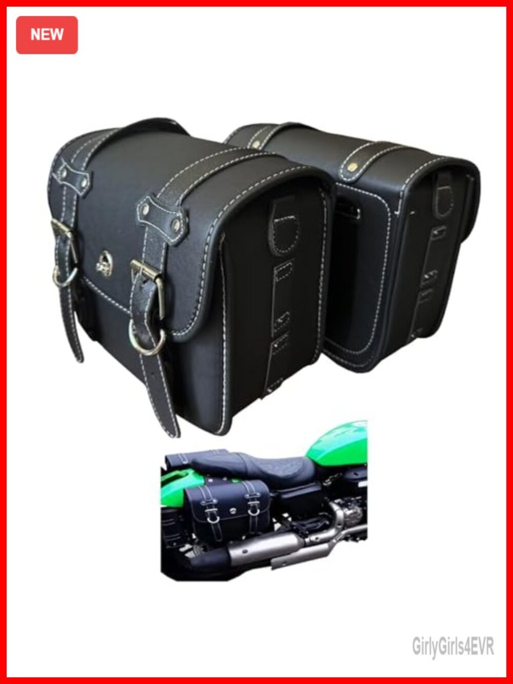 Faux Leather Motorcycle Saddlebags Detachable Water Resistant Universal Fit